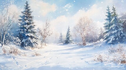 Snowy winter landscape backdrop