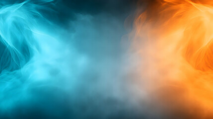 Grainy, noisy texture brown, orange, blue poster background, dark moody teal, turquoise, aquamarine grunge retro backdrop design, smooth color gradient banner