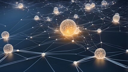 Interconnected Network of Glowing Spheres background 