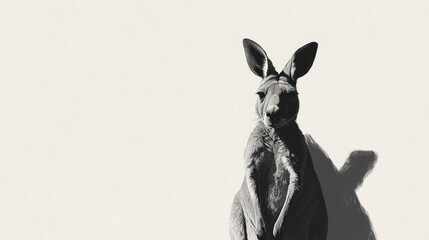 Obraz premium Illustration of a grey kangaroo against a clean white backdrop