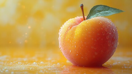 Single Apricot with Smooth Texture Isolated on a Soft Pastel Background for Food and Health Related Projects