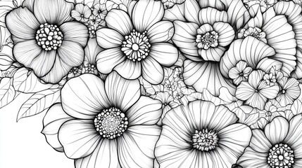 Romantic Quotes Floral Coloring Page Elegant black and white design ideal for an adult coloring book