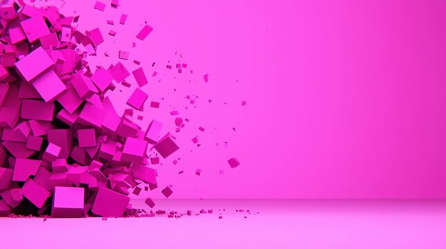 Abstract Pink Exploding Cube 3D Render   Motion Blur Effect