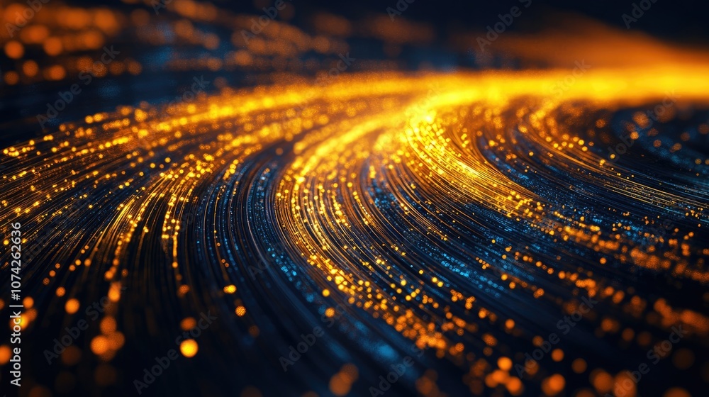 Poster panoramic concept of high speed technology featuring an abstract background with neon yellow lines a