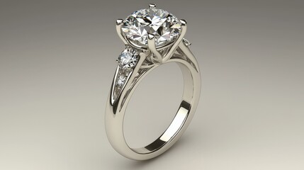 Elegant Diamond Engagement Ring with Three Stone Setting