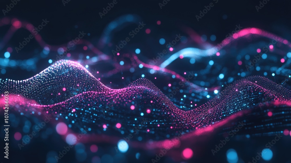 Poster abstract network connection on a dark background technology backdrop featuring dots and lines for ai