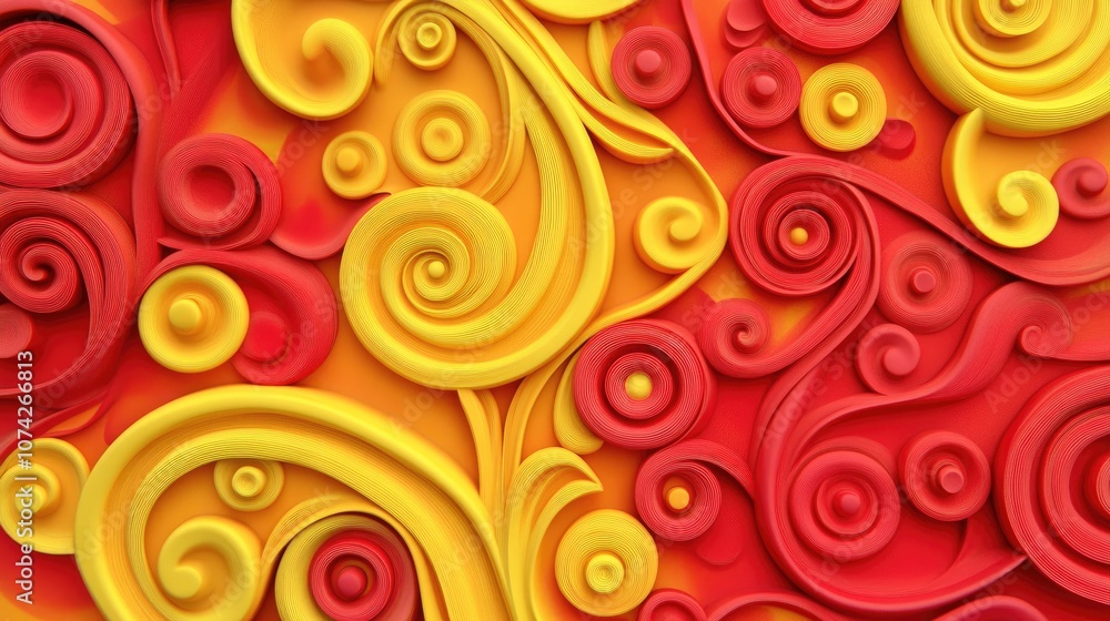 Poster square yellow and red decorative element for use in design and as a backdrop