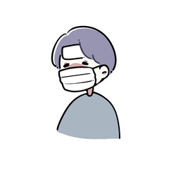 体調不良でマスクをしている男性のイラスト