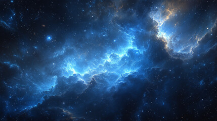 Obraz premium captivating blue atmospheric background with abstract swirls symbolizing chaos and mystery. The image reflects the unpredictability and fluidity of thoughts, emotions, and cosmic energy