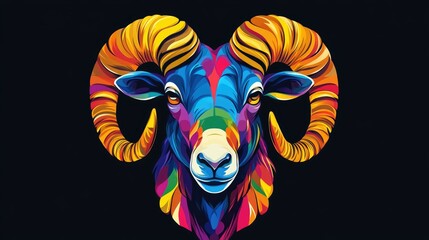Naklejka premium Colorful ram s head design