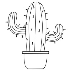 A Simple Cartoon Cactus Without Background