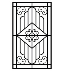Iron window grill design silhouette vector template