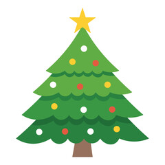 Decorated Christmas Tree with Balls and Stars for Festive Holiday Decor
