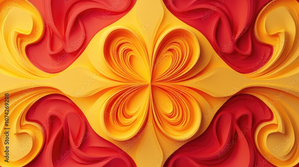 Poster square yellow and red decorative element for use in design and as a backdrop