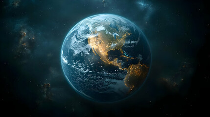 Fototapeta premium A stunning view of Earth from space, showcasing vibrant colors and intricate details of land and water.