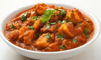 Indian Cuisine: Creamy Tofu Curry with Cilantro Garnish
