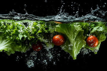 新鮮な野菜　水の中