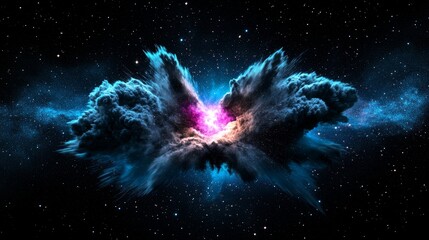 Naklejka premium Cosmic Nebula Stellar Explosion Space Background Galaxy Art