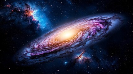 Fototapeta premium Majestic Spiral Galaxy Cosmic Nebula Space Background Astronomy