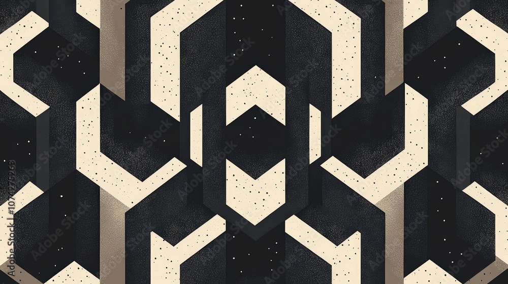 Poster abstract geometric pattern in black and beige featuring bold lines and shapes for modern design proj