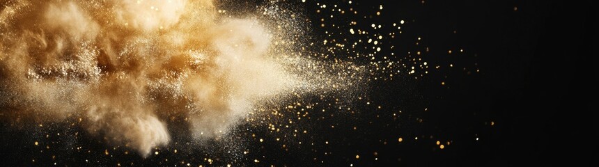 Obraz premium Abstract colored white and orange powder explosion isolated on black background. High resolution texture 