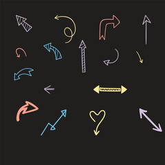 chalk style arrow direction sheet icon illustration