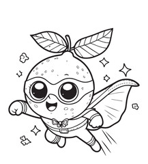 Coloring page design cute lemon superhero act 