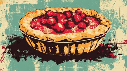 Retro illustration of a traditional holiday pie