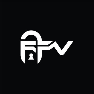FFV Simple letter logo lock vector design template.