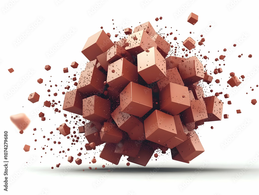 Poster dynamic abstract design featuring exploding geometric shapes in vibrant colors, ideal for modern bac