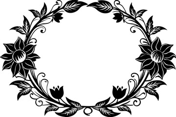 A vector drawing represents floral frame design vector art illustration