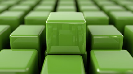 Obraz premium Green Glossy Cubes 3D Abstract Background Design