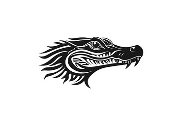 Fototapeta premium Simple logo of an alligator head, black on a white background