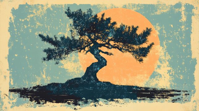 Retro illustration of yew tree