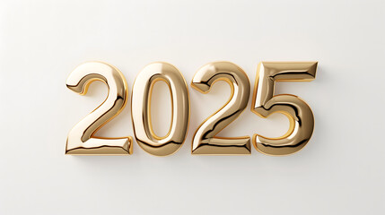 2025 Happy New Year with Golden Shiny Number