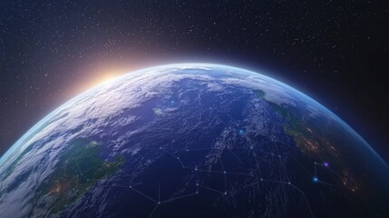 Fototapeta premium Earth Global Network Connection Digital World Illustration