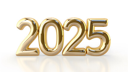 2025 Happy New Year with Golden Shiny Number