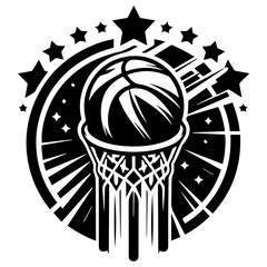 Basketball vectort silhouette design black and white