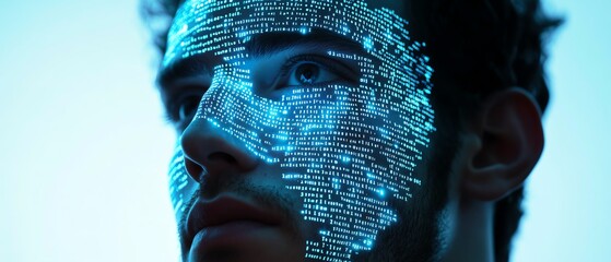 Explore the intersection of technology and human expression through digital facial recognition art