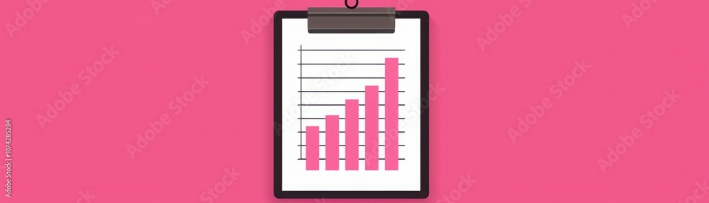 Aufkleber analysis of benefits and costs illustrated on clipboard with pink background featuring bar graph vis