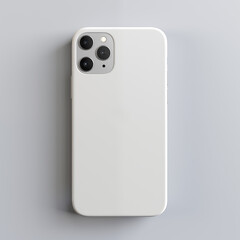 White Phone Case Mockup, Smartphone Accessories, Photo, White, Minimalist Style, On Light Grey Background, Tech Enthusiasts