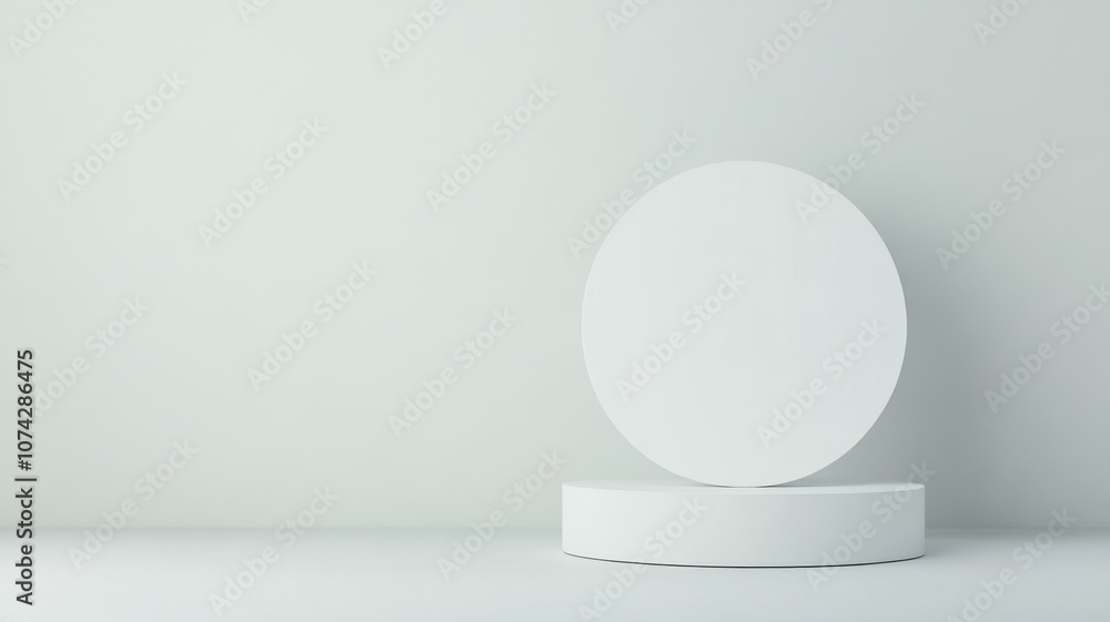 Poster minimalistic white podiums for product display in a modern setting.