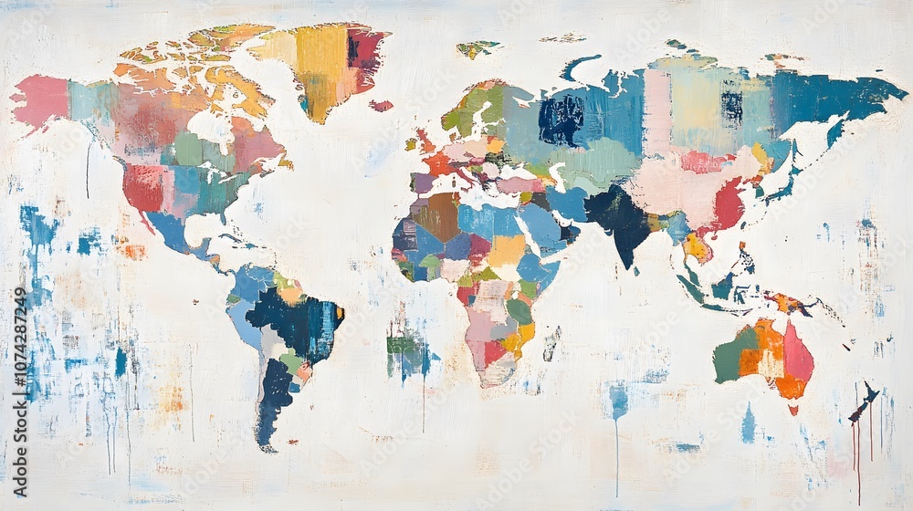 Poster abstract colorful world map texture design