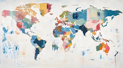 Abstract Colorful World Map Texture Design