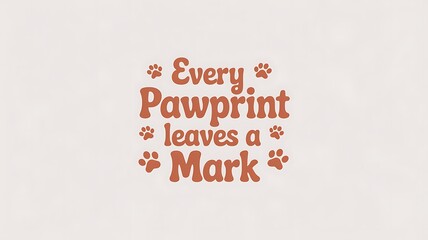 Orange Text Saying Every Pawprint Leaves a Mark with Paw Prints