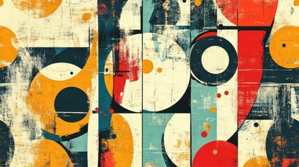 Retro illustration of abstract shapes and patterns