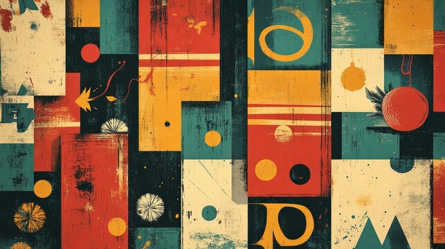 Retro illustration of a festive celebration featuring themed elements for November festivities with a number cube design as the background