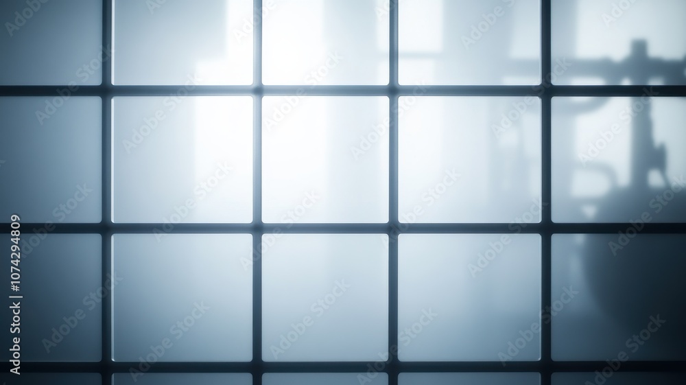 Aufkleber soft light filtering through a grid pattern creates a dynamic effect.