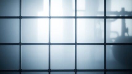 Obraz premium Soft light filtering through a grid pattern creates a dynamic effect.