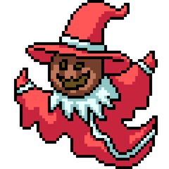 Fototapeta premium pixel art of halloween pumpkin santa claus